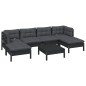 vidaXL Muebles de jardín 7 pzas con cojines negro madera de pino vidaXL Muebles de jardín 7 pzas con cojines negro madera de pino