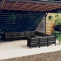 vidaXL Muebles de jardín 11 pzas y cojines negro madera de pino vidaXL Muebles de jardín 11 pzas y cojines negro madera de pino