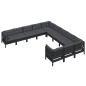 vidaXL Muebles de jardín 11 pzas y cojines negro madera de pino vidaXL Muebles de jardín 11 pzas y cojines negro madera de pino