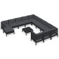 vidaXL Muebles de jardín 13 pzas con cojines negro madera de pino vidaXL Muebles de jardín 13 pzas con cojines negro madera de pino