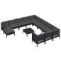 vidaXL Muebles de jardín 13 pzas con cojines negro madera de pino vidaXL Muebles de jardín 13 pzas con cojines negro madera de pino