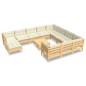 vidaXL Muebles de jardín 10 pzas y cojines madera de pino crema