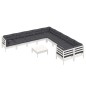 vidaXL Muebles de jardín 11 pzas y cojines blanco madera de pino vidaXL Muebles de jardín 11 pzas y cojines blanco madera de pino