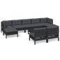 vidaXL Muebles de jardín 10 pzas con cojines negro madera de pino vidaXL Muebles de jardín 10 pzas con cojines negro madera de pino