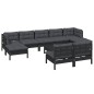 vidaXL Muebles de jardín 10 pzas con cojines negro madera de pino vidaXL Muebles de jardín 10 pzas con cojines negro madera de pino