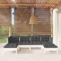 vidaXL Muebles de jardín 6 pzas con cojines blanco madera de pino vidaXL Muebles de jardín 6 pzas con cojines blanco madera de pino