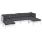 vidaXL Muebles de jardín 6 pzas con cojines blanco madera de pino vidaXL Muebles de jardín 6 pzas con cojines blanco madera de pino