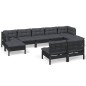 vidaXL Muebles de jardín 9 pzas con cojines negro madera de pino vidaXL Muebles de jardín 9 pzas con cojines negro madera de pino