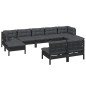 vidaXL Muebles de jardín 9 pzas con cojines negro madera de pino vidaXL Muebles de jardín 9 pzas con cojines negro madera de pino