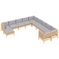 vidaXL Muebles de jardín 11 pzas y cojines madera de pino gris