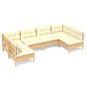 vidaXL Muebles de jardín 6 pzas y cojines madera maciza de pino crema vidaXL Muebles de jardín 6 pzas y cojines madera maciza de pino crema
