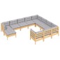 vidaXL Muebles de jardín 11 pzas y cojines madera de pino gris