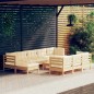 vidaXL Muebles de jardín 11 pzas y cojines madera maciza de pino crema