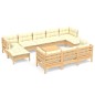 vidaXL Muebles de jardín 11 pzas y cojines madera maciza de pino crema