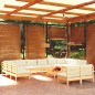 vidaXL Muebles de jardín 13 pzas y cojines madera maciza de pino crema vidaXL Muebles de jardín 13 pzas y cojines madera maciza de pino crema