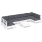 vidaXL Muebles de jardín 8 pzas con cojines blanco madera maciza pino vidaXL Muebles de jardín 8 pzas con cojines blanco madera maciza pino