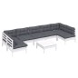vidaXL Muebles de jardín 8 pzas con cojines blanco madera maciza pino vidaXL Muebles de jardín 8 pzas con cojines blanco madera maciza pino