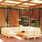 vidaXL Muebles de jardín 12 piezas y cojines madera maciza de pino
