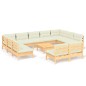 vidaXL Muebles de jardín 12 piezas y cojines madera maciza de pino