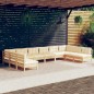vidaXL Muebles de jardín 10 pzas y cojines madera maciza de pino crema vidaXL Muebles de jardín 10 pzas y cojines madera maciza de pino crema