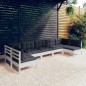 vidaXL Muebles de jardín 7 pzas y cojines blanco madera maciza de pino vidaXL Muebles de jardín 7 pzas y cojines blanco madera maciza de pino