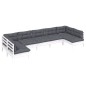 vidaXL Muebles de jardín 7 pzas y cojines blanco madera maciza de pino vidaXL Muebles de jardín 7 pzas y cojines blanco madera maciza de pino