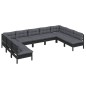 vidaXL Muebles de jardín 9 pzas y cojines negro madera maciza de pino vidaXL Muebles de jardín 9 pzas y cojines negro madera maciza de pino