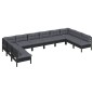 vidaXL Muebles de jardín 10 pzas y cojines negro madera maciza de pino vidaXL Muebles de jardín 10 pzas y cojines negro madera maciza de pino