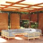 vidaXL Muebles de jardín 12 pzas y cojines madera maciza de pino gris vidaXL Muebles de jardín 12 pzas y cojines madera maciza de pino gris