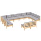 vidaXL Muebles de jardín 12 pzas y cojines madera maciza de pino gris vidaXL Muebles de jardín 12 pzas y cojines madera maciza de pino gris