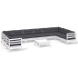 vidaXL Muebles de jardín 11 pzas con cojines blanco madera de pino vidaXL Muebles de jardín 11 pzas con cojines blanco madera de pino
