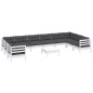vidaXL Muebles de jardín 11 pzas con cojines blanco madera de pino vidaXL Muebles de jardín 11 pzas con cojines blanco madera de pino