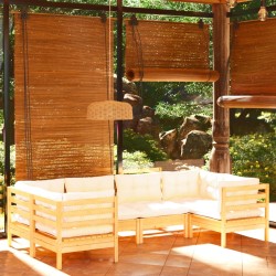 vidaXL Muebles de jardín 6 piezas cojines madera de pino color crema