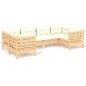 vidaXL Muebles de jardín 6 piezas cojines madera de pino color crema