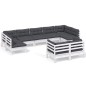 vidaXL Muebles de jardín 9 pzas y cojines blanco madera maciza de pino vidaXL Muebles de jardín 9 pzas y cojines blanco madera maciza de pino