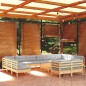 vidaXL Juego de muebles de jardín 13 pzas y cojines madera pino gris vidaXL Juego de muebles de jardín 13 pzas y cojines madera pino gris