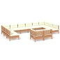 vidaXL Muebles de jardín 12 pzas y cojines madera de pino marrón miel vidaXL Muebles de jardín 12 pzas y cojines madera de pino marrón miel