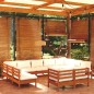 vidaXL Muebles de jardín 11 pzas y cojines madera de pino marrón miel vidaXL Muebles de jardín 11 pzas y cojines madera de pino marrón miel