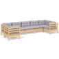 vidaXL Juego de muebles de jardín 7 pzas y cojines madera de pino gris vidaXL Juego de muebles de jardín 7 pzas y cojines madera de pino gris
