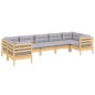 vidaXL Juego de muebles de jardín 7 pzas y cojines madera de pino gris vidaXL Juego de muebles de jardín 7 pzas y cojines madera de pino gris