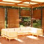 vidaXL Muebles de jardín 9 piezas cojines madera de pino color crema vidaXL Muebles de jardín 9 piezas cojines madera de pino color crema