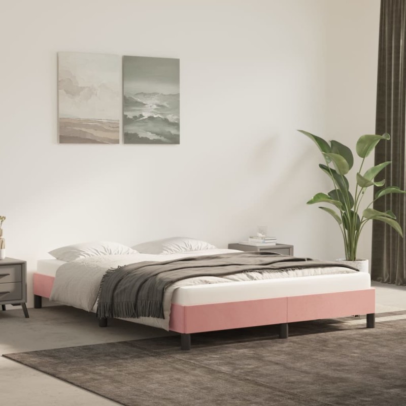 vidaXL Estructura de cama de terciopelo rosa 140x200 cm vidaXL Estructura de cama de terciopelo rosa 140x200 cm