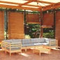 vidaXL Juego de muebles de jardín 8 pzas y cojines madera pino gris vidaXL Juego de muebles de jardín 8 pzas y cojines madera pino gris