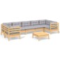 vidaXL Juego de muebles de jardín 8 pzas y cojines madera pino gris vidaXL Juego de muebles de jardín 8 pzas y cojines madera pino gris