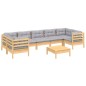 vidaXL Juego de muebles de jardín 8 pzas y cojines madera pino gris vidaXL Juego de muebles de jardín 8 pzas y cojines madera pino gris