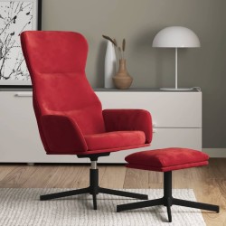 vidaXL Sillón de relax con reposapiés terciopelo rojo tinto