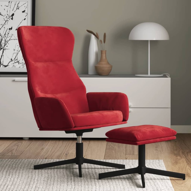 vidaXL Sillón de relax con reposapiés terciopelo rojo tinto vidaXL Sillón de relax con reposapiés terciopelo rojo tinto
