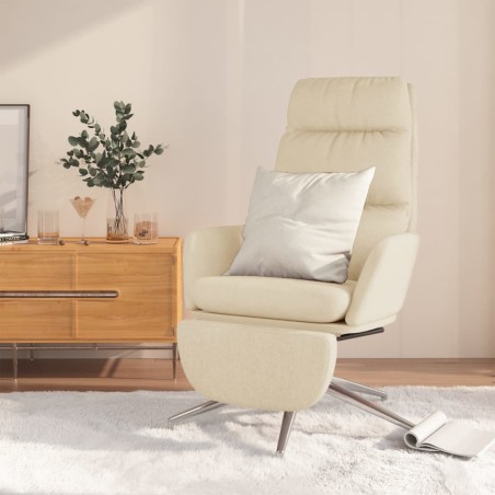 vidaXL Sillón de relax con reposapiés de tela color crema