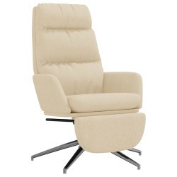 vidaXL Sillón de relax con reposapiés de tela color crema