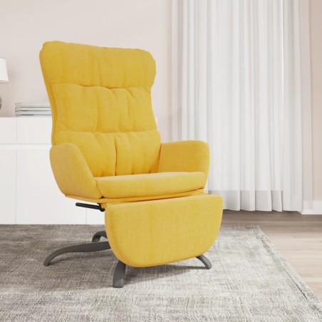 vidaXL Sillón de relax con reposapiés tela amarillo mostaza